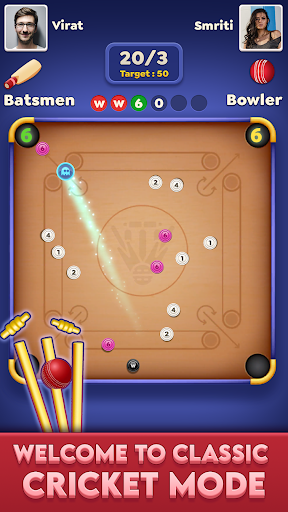 Carrom Cricket: Disc Pool Game - Tangkapan Layar 1
