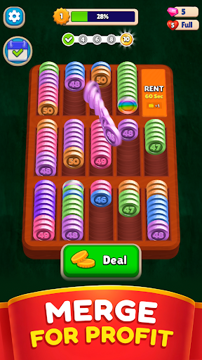 Pocket Sort: Coin Merge Puzzle - Tangkapan Layar 1